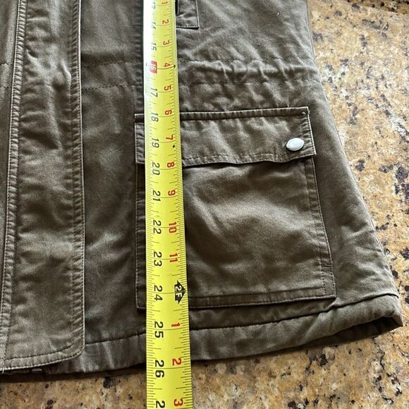 Love Tree‎ Olive Green barn coat jacket faux fur hood drawstring - Picture 8 of 8